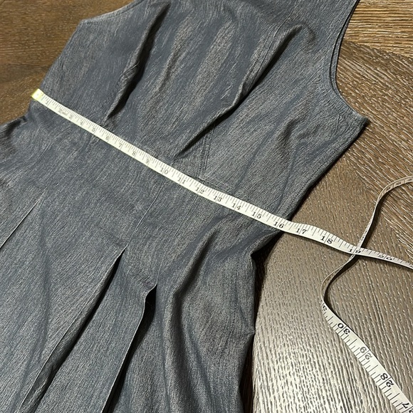 London Times Gray Sleeveless A-Line Midi Dress Career Casual US 10 - Picture 7 of 13
